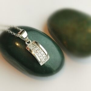 Modern sterling silver cz pendant necklace